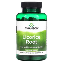 Корень солодки 450 мг, Swanson Licorice Root, 100 капсул
