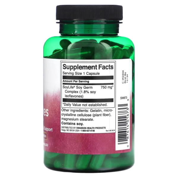 Соєві ізофлавони, Soy Isoflavones, Swanson, комплекс соєвих зародків, 750 мг, 120 капсул