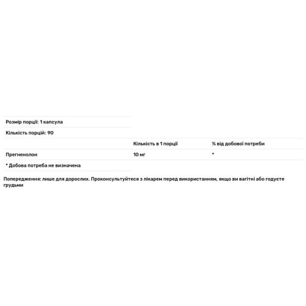 Прегненолон, Pregnenolone, Swanson, 10 мг, 90 капсул
