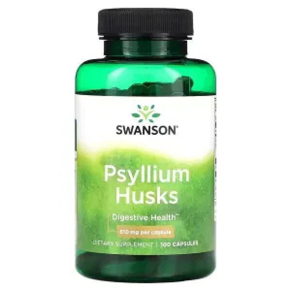 Подорожник (лушпиння насіння), Psyllium Husks, Swanson, 610 мг, 100 капсул