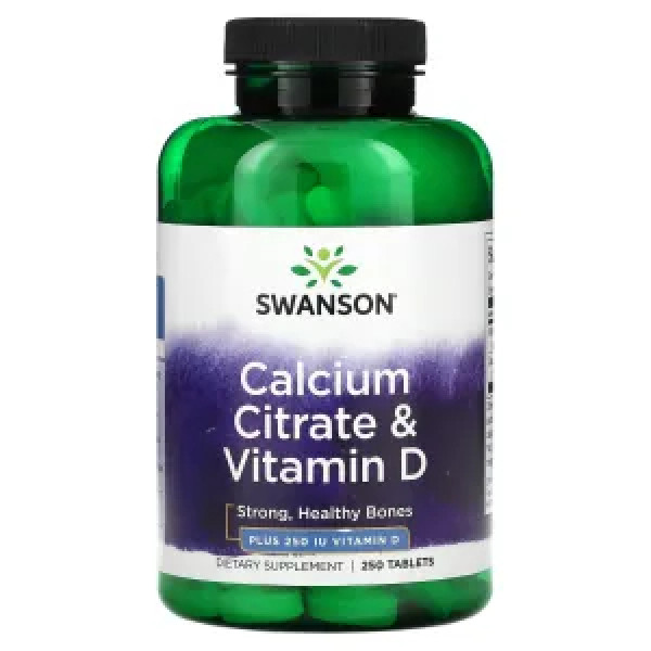 Кальцій цитрат та вітамін D, Calcium Citrate & Vitamin D, Swanson, 250 таблеток