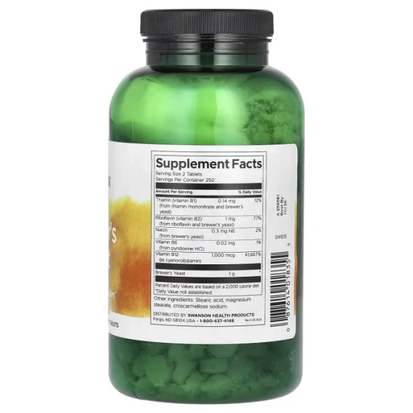 Пивні дріжджі, Brewer's Yeast, Swanson, 500 мг, 500 таблеток (250 мг у 1 таблетці)