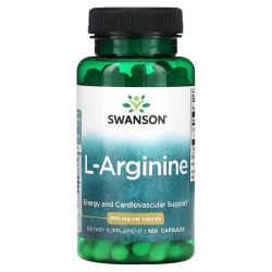 L-аргинин 500 мг, L-Arginine Swanson, 100 капсул