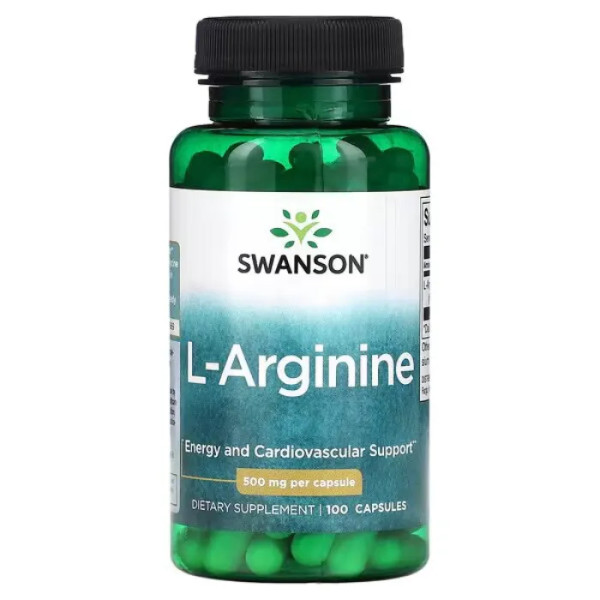 L-аргінін, L-Arginine, Swanson, 500 мг, 100 капсул