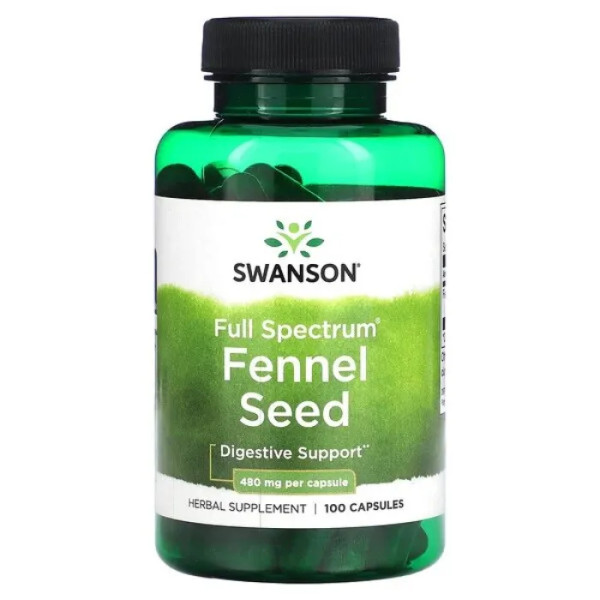 Фенхель, Fennel Seed, Swanson, насіння повного спектру, 480 мг, 100 капсул