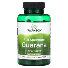 Гуарана, повний спектр, Swanson Guarana, 500 мг, 100 капсул