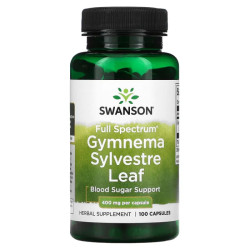 Джимнема сильвестра, лист, Swanson Gymnema Sylvestre Leaf, 400 мг, 100 капсул