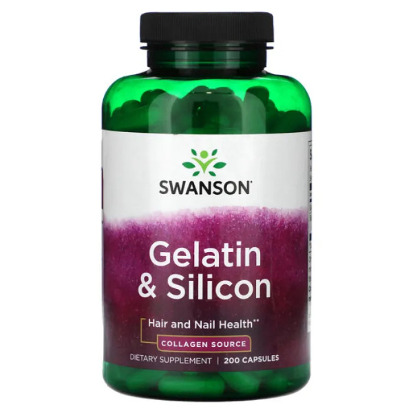 Желатин та кремній, Gelatin & Silicon, Swanson, 200 капсул