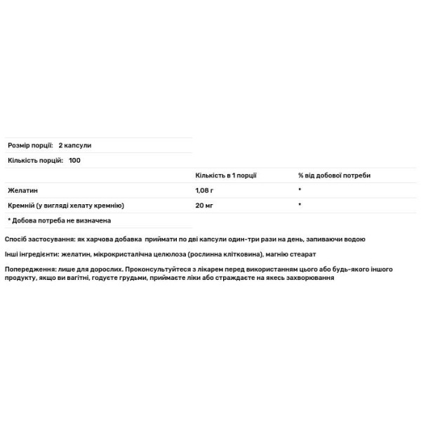 Желатин та кремній, Gelatin & Silicon, Swanson, 200 капсул