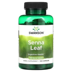Сенна 500 мг, Senna Leaf Swanson, лист, 100 капсул