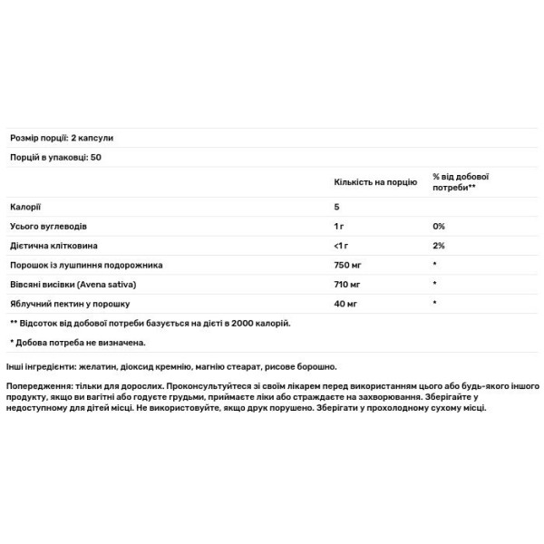 Комплекс харчових волокон, Tri-Fiber Complex, Swanson, 100 капсул