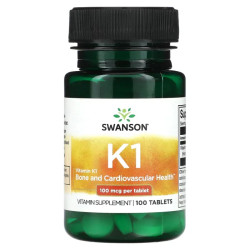 Вітамін K1 100 мкг, Swanson Vitamin K-1, 100 таблеток