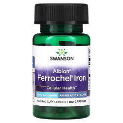 Залізо 18 мг, Swanson Ferrochel Iron, 180 капсул