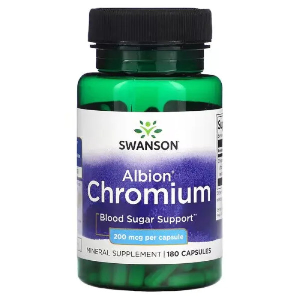 Хром, Chromium, Swanson, 200 мкг, 180 капсул