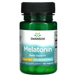 Мелатонін 3 мг подвійне вивільнення, Swanson Ultra Melatonin, 60 таблеток