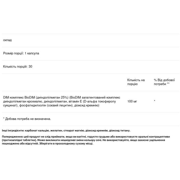 DIM комплекс, Ultra DIM Complex, Swanson, 100 мг, 30 капсул