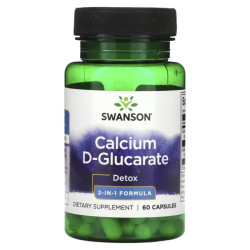 Кальций D-глюкарат, Swanson Calcium D-Glucarate, детокс, формула 2-в-1, 60 капсул