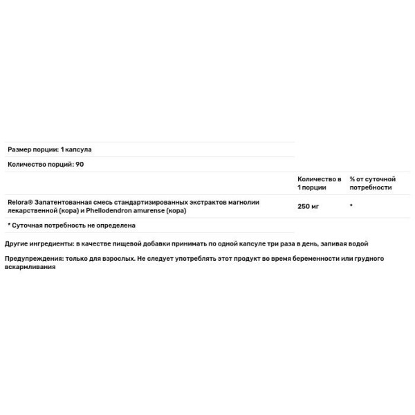 Контроль стресса и аппетита, Relora, Swanson, 250 мг, 90 капсул