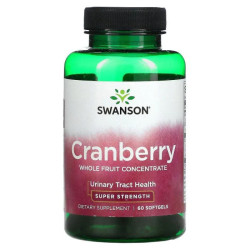 Клюква (концентрат цельных фруктов), Swanson Cranberry, 60 мягких капсул