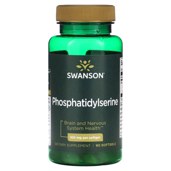 Фосфатидилсерин, Phosphatidylserine, Swanson, 100 мг, 90 гелевих капсул