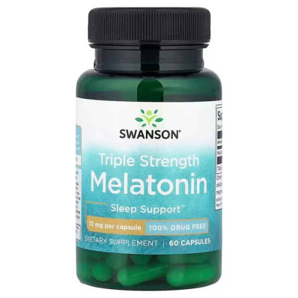 Мелатонін, Melatonin, Swanson, потрійна сила, 10 мг, 60 капсул
