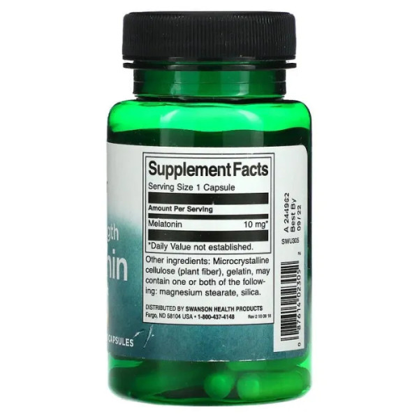 Мелатонін, Melatonin, Swanson, потрійна сила, 10 мг, 60 капсул