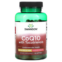 Коэнзим Q10 600 мг с токотриенолами, Swanson CoQ10 with Tocotrienols, 60 гелевых капсул