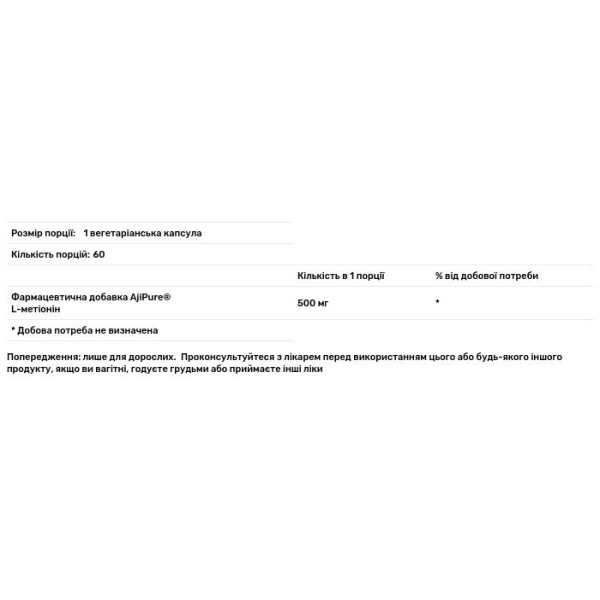 L-метіонін, L-Methionine, Swanson, 500 мг, 60 рослинних капсул