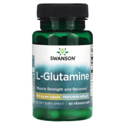 L-глутамін 500 мг, Swanson L-Glutamine, 60 рослинних капсул