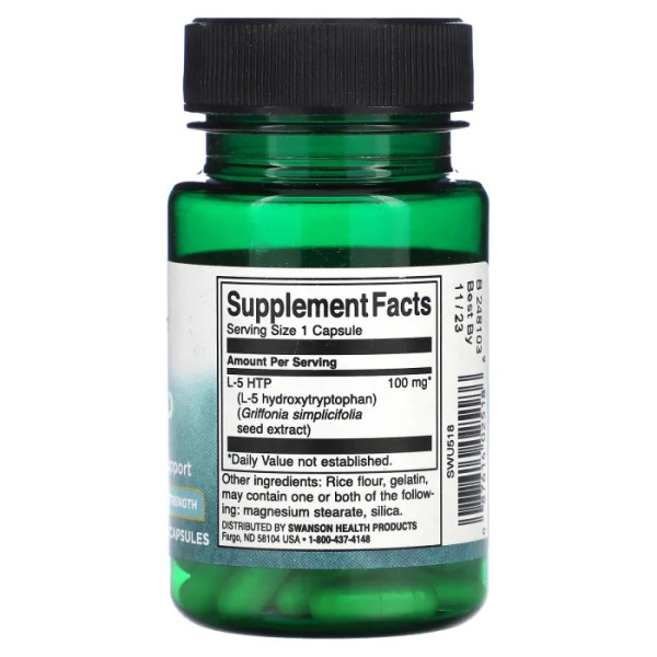5-НТР екстра сила, 5-HTP, Swanson, 100 мг, 60 капсул