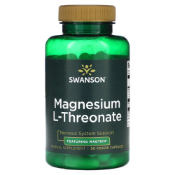 Магній L-треонат, Swanson Magnesium L-Threonate, 90 вегетаріанських капсул