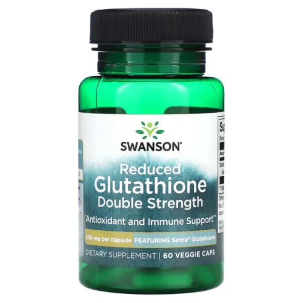 Глутатіон, Glutathione, Swanson, подвійної сили, 60 рослинних капсул