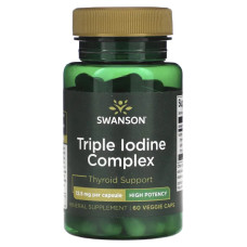 Йод 12.5 мг, комплекс, Swanson Triple Iodine Complex, 60 вегетаріанських капсул