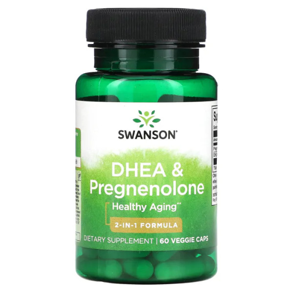 ДГЕА та прегненолон, DHEA & Pregnenolone, Swanson, 60 вегетаріанських капсул