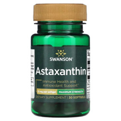 Астаксантин 12 мг, Swanson Astaxanthin, 30 капсул