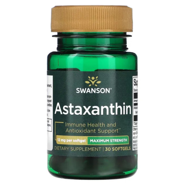 Астаксантин, Astaxanthin, Swanson, 12 мг, 30 капсул