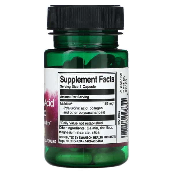 Гіалуронова кислота, Hyaluronic Acid, Swаnson, комплекс, 166 мг, 60 капсул