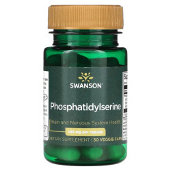 Фосфатидилсерин 100 мг, Swanson Phosphatidylserine, 30 вегетаріанських капсул