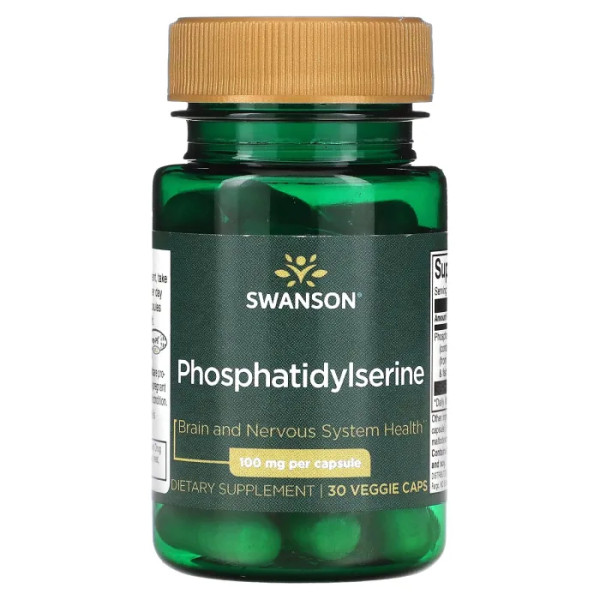 Фосфатидилсерін, Phosphatidylserine, Swanson, 100 мг, 30 вегетаріанських капсул