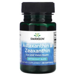 Астаксантин та зеаксантин Astaxanthin & Zeaxanthin Swanson, 60 гелевих капсул