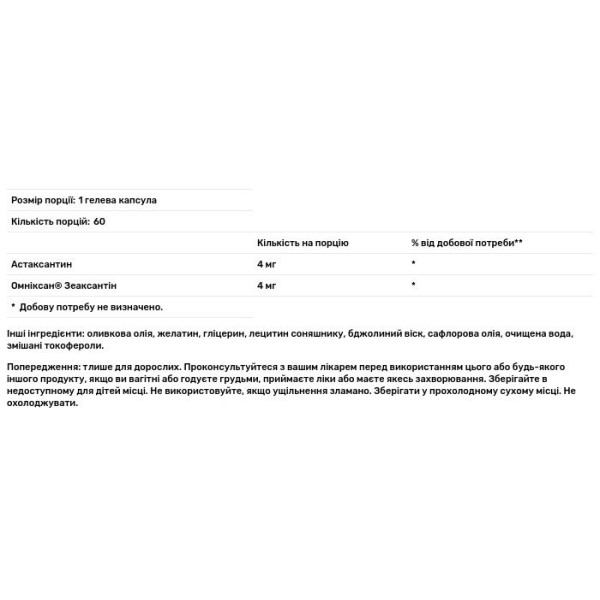 Астаксантин та зеаксантин, Astaxanthin & Zeaxanthin, Swanson, 60 гелевих капсул