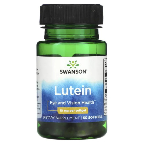 Лютеїн, Lutein, Swanson, 10 мг, 60 гелевих капсул