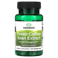 Екстракт зеленої кави, Green Coffee Bean Extract Swanson, 60 рослинних капсул