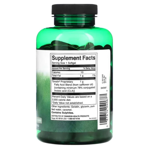 Кон'югована лінолева кислота, Tonalin CLA, Swanson, 1000 мг, 180 гелевих капсул