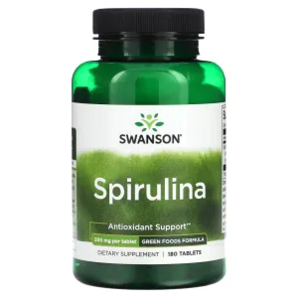 Спіруліна, Greens Spirulina, Swanson, 500 мг, 180 таблеток