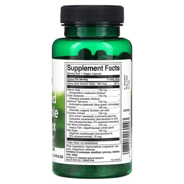 Морські водорості, Seaweed Vegetable Complex, Swanson, рослинний комплекс, 60 вегетаріанських капсул