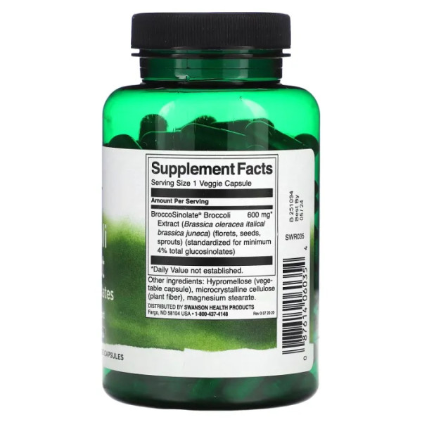 Брокколі з глюкозинолатами, Broccoli Extract with Glucosinolates, Swanson, екстракт, 120 рослинних капсул