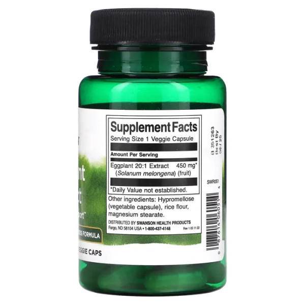 Баклажани, Eggplant Extract, Swanson, екстракт, 450 мг, 30 вегетаріанських капсул