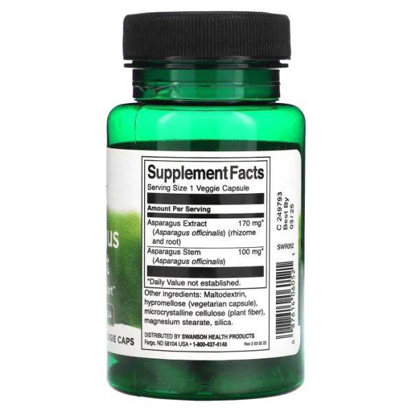 Спаржа, Asparagus Extract, Swanson, екстракт, 60 вегетаріанських капсул