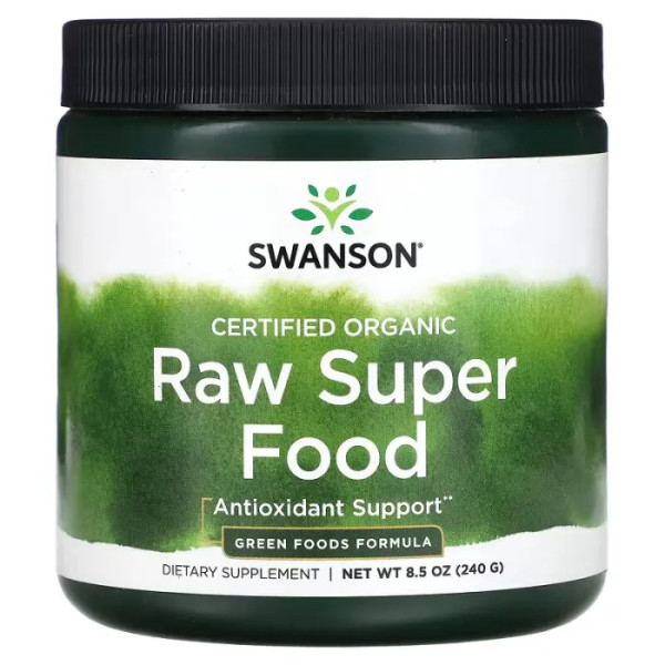 Суперфуд, органічна зелень, Certified Organic Raw Super Food, Swanson, сертифікований, 240 г